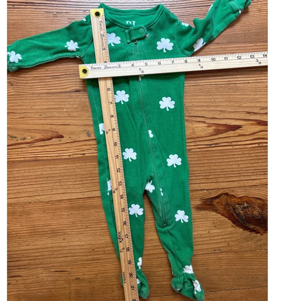 PJ Place Footed Sleeper Baby Green Good Shamrock St Patricks Day SIZE‎ 3-6m